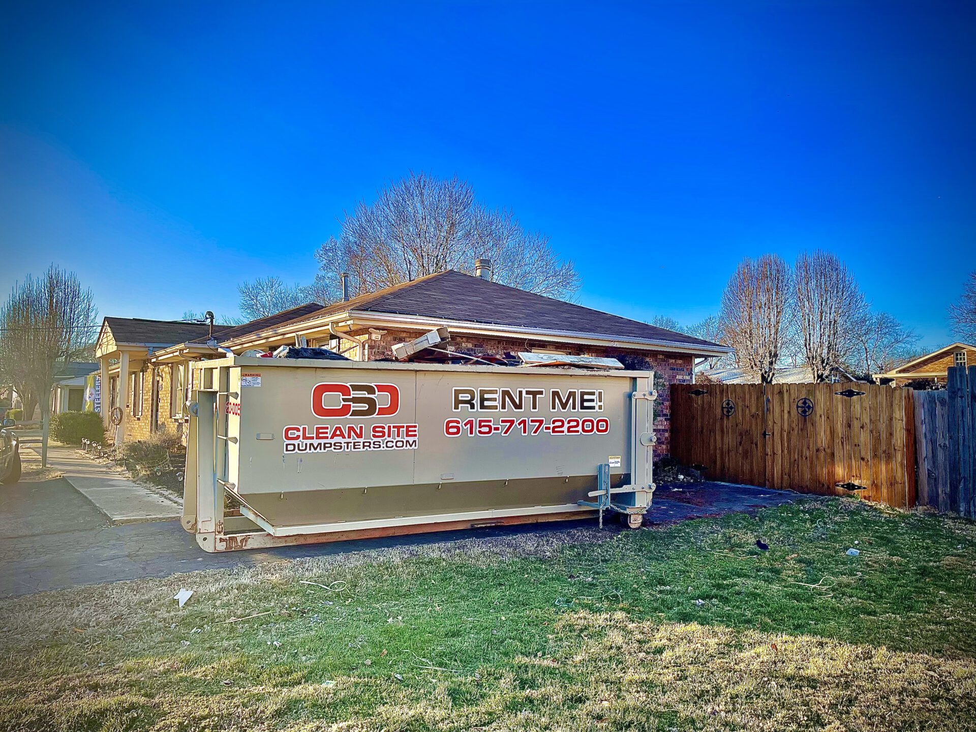 Dumpster at active construction site in Nashville