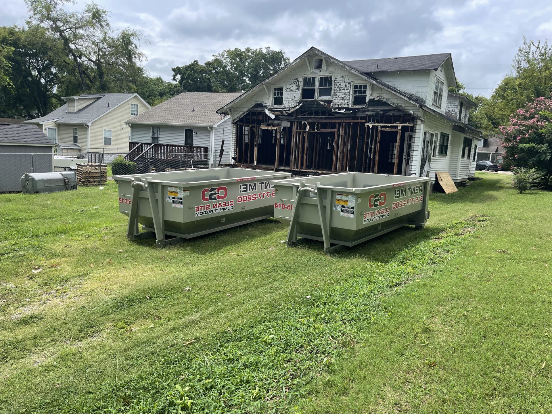 Job site dumpster rental service